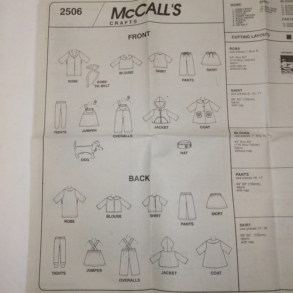 McCall's 2506 Wardrobe for 18